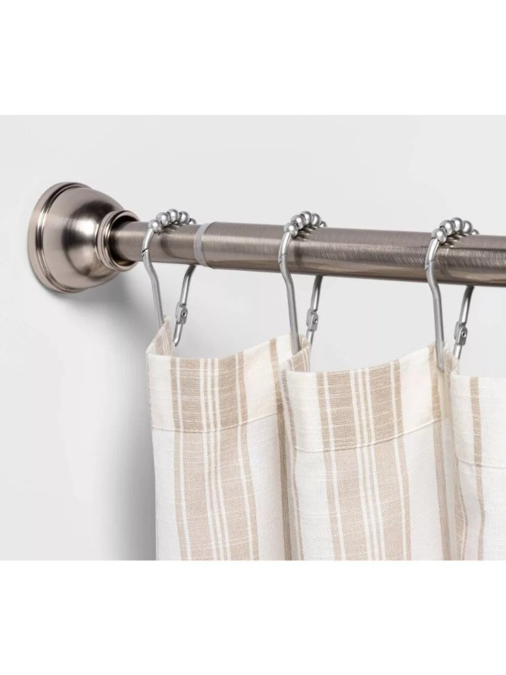Threshold Stainless Steel Dual Mount Round Finial Shower Curtain Rod 43" to 72"